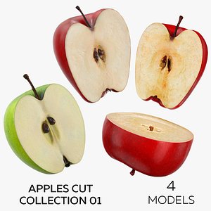 3D Apples Cut Collection 01 - 4 models