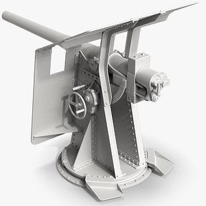 3D model QF 12-pounder naval anti-aircraft cannon
