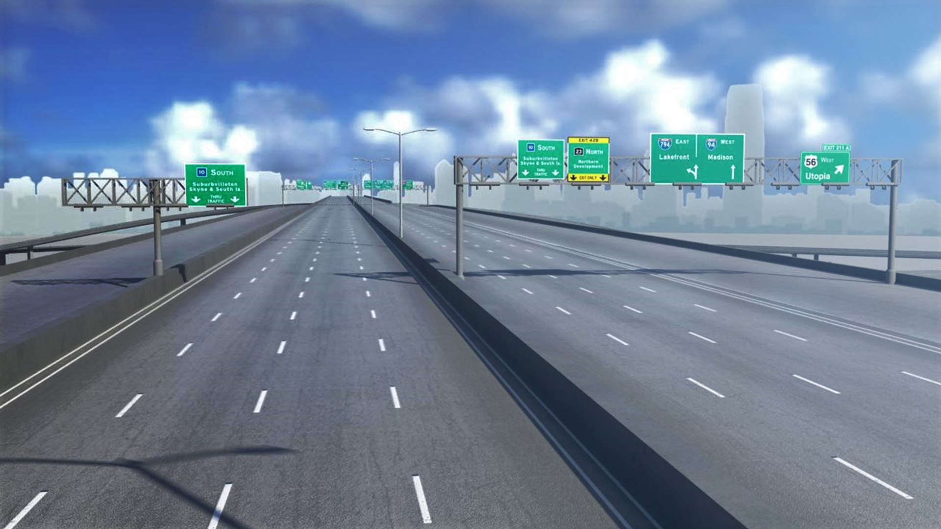 Freeway Roads Street 3D Model - TurboSquid 1339729
