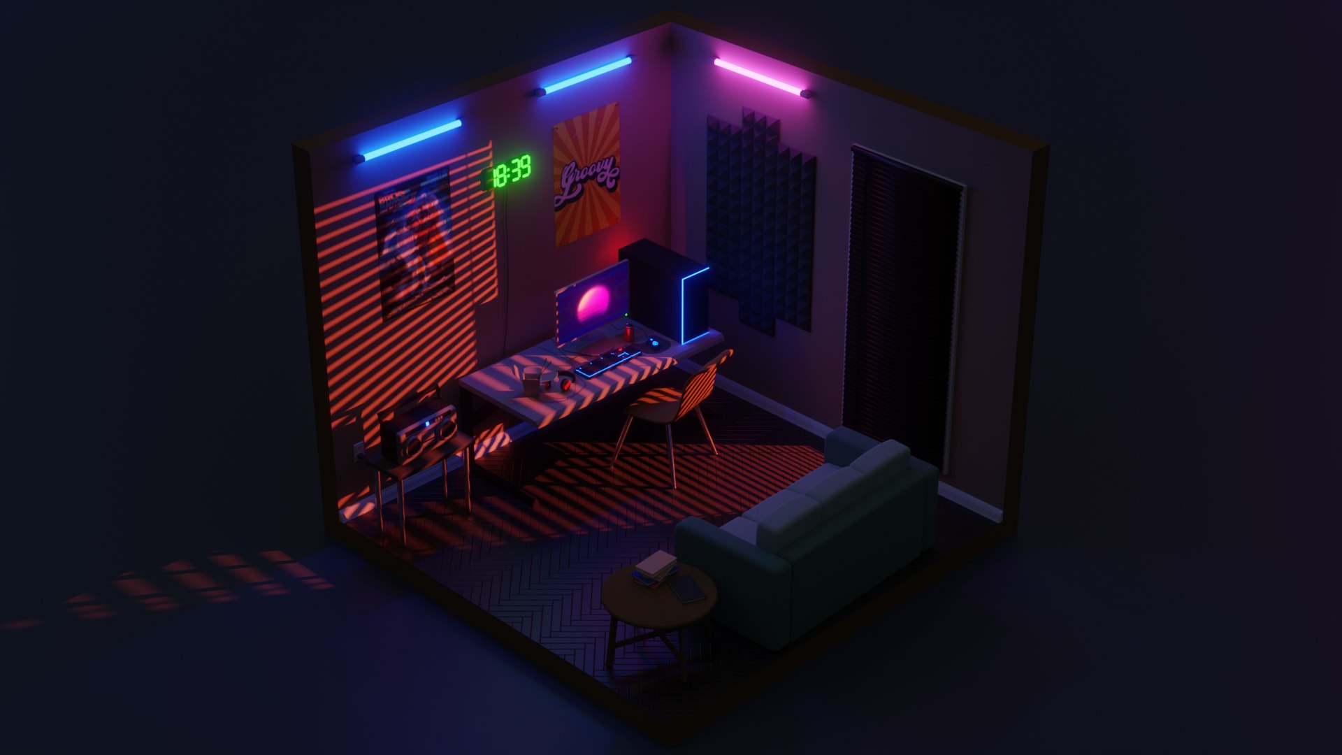 Isometric Gaming Room 3 3D - TurboSquid 1810141