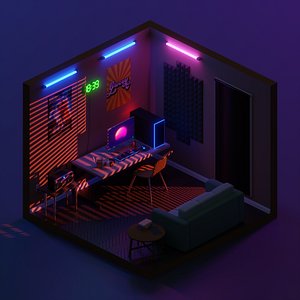 Isometric Gaming room 3 3D