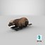 Wolverine Dark Color Lying Down Pose 3D model