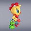 Cartoon Girl Chiken With Worm