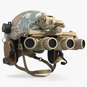 3D model Helmet with Night Vision Goggles Grey Camo