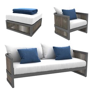 sofa chair ottoman capri 3D model