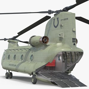 3D Transport Helicopter CH 47 Chinook with Cargo