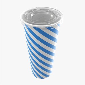 Paper cold cup 22 oz with translucent flat lid 3D model