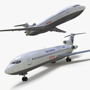 Boeing 727 Iran Aseman Airlines Rigged for Cinema 4D 3D model