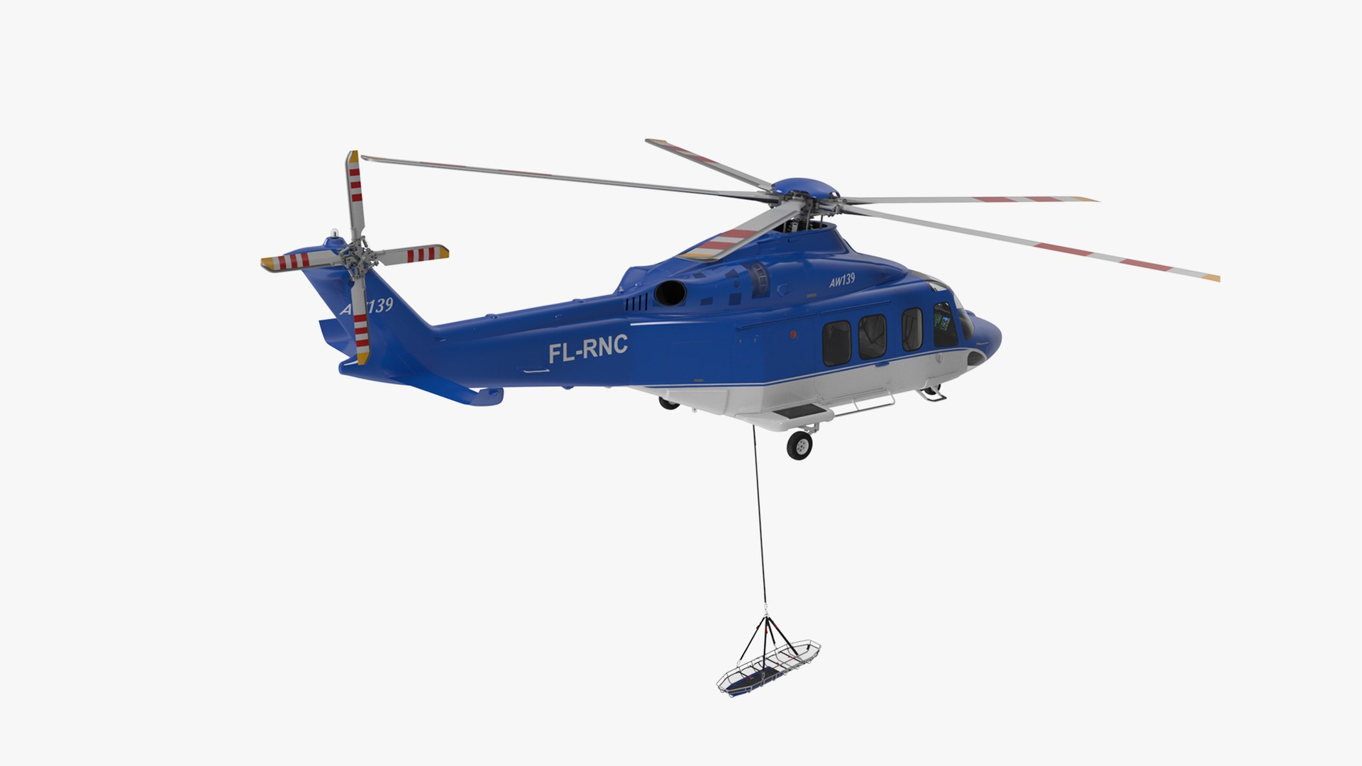 AgustaWestland AW139 Helicopter and Rescue Stretcher 3D model preview