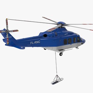 3D AgustaWestland AW139 Helicopter and Rescue Stretcher model