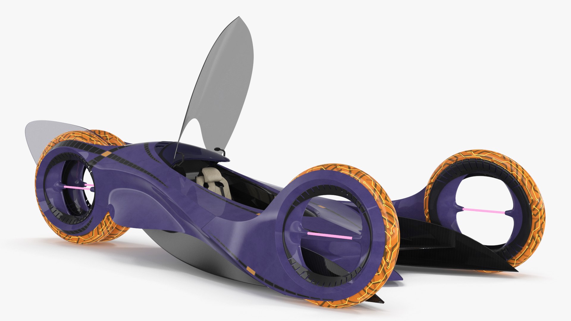 Futuristic Racing Supercar Concept Rigged 3D model preview