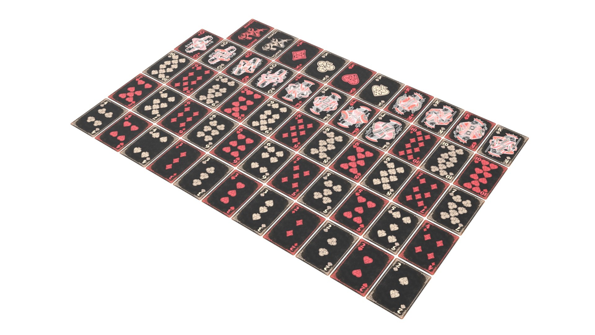 Vintage Poker Playing Cards Gothic Style 3D model preview