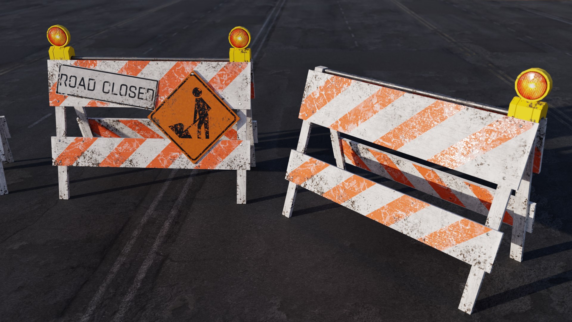 3D Lowpoly Roadworks Barricades Model - TurboSquid 1805522