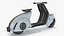Futuristischer blauer Elektroroller Vespa 98 mit eingeschaltetem Licht