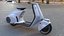 Futuristischer blauer Elektroroller Vespa 98 mit eingeschaltetem Licht