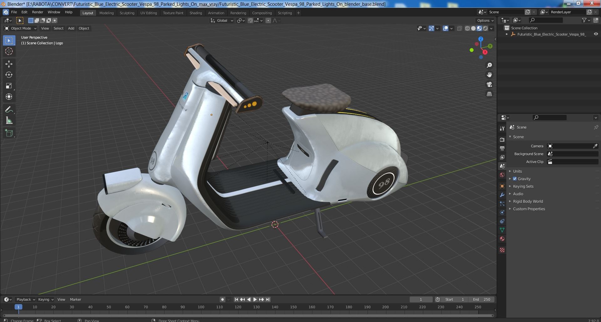 Futuristic Blue Electric Scooter Vespa 98 Parked Lights On 3D https://p.turbosquid.com/ts-thumb/ux/oKAN86/gF/futuristicblueelectricscootervespa98parkedlightson3dsmodel034/jpg/1714773345/1920x1080/fit_q87/bbe52956eab74b797077ac115fddd0b1a6c4916f/futuristicblueelectricscootervespa98parkedlightson3dsmodel034.jpg