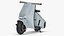 Futuristischer blauer Elektroroller Vespa 98 mit eingeschaltetem Licht