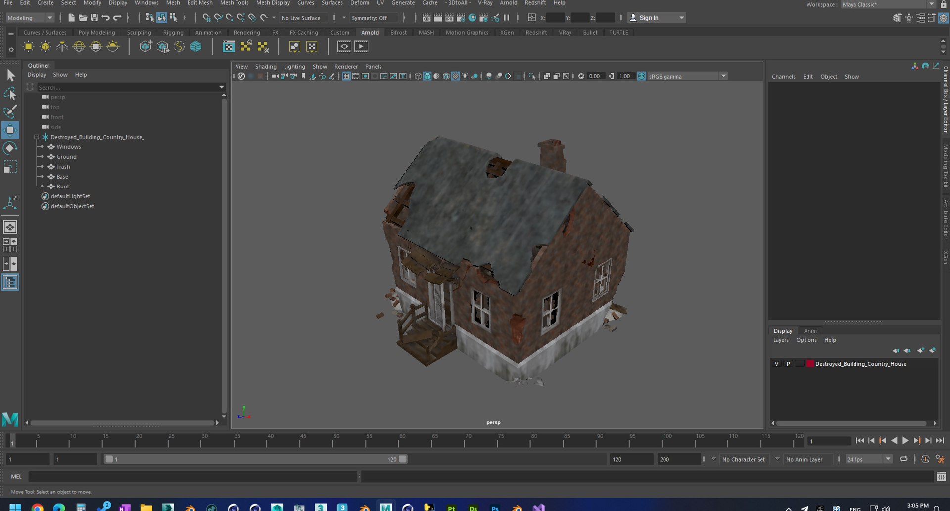 3D Destroyed Building Country House TurboSquid 2292194