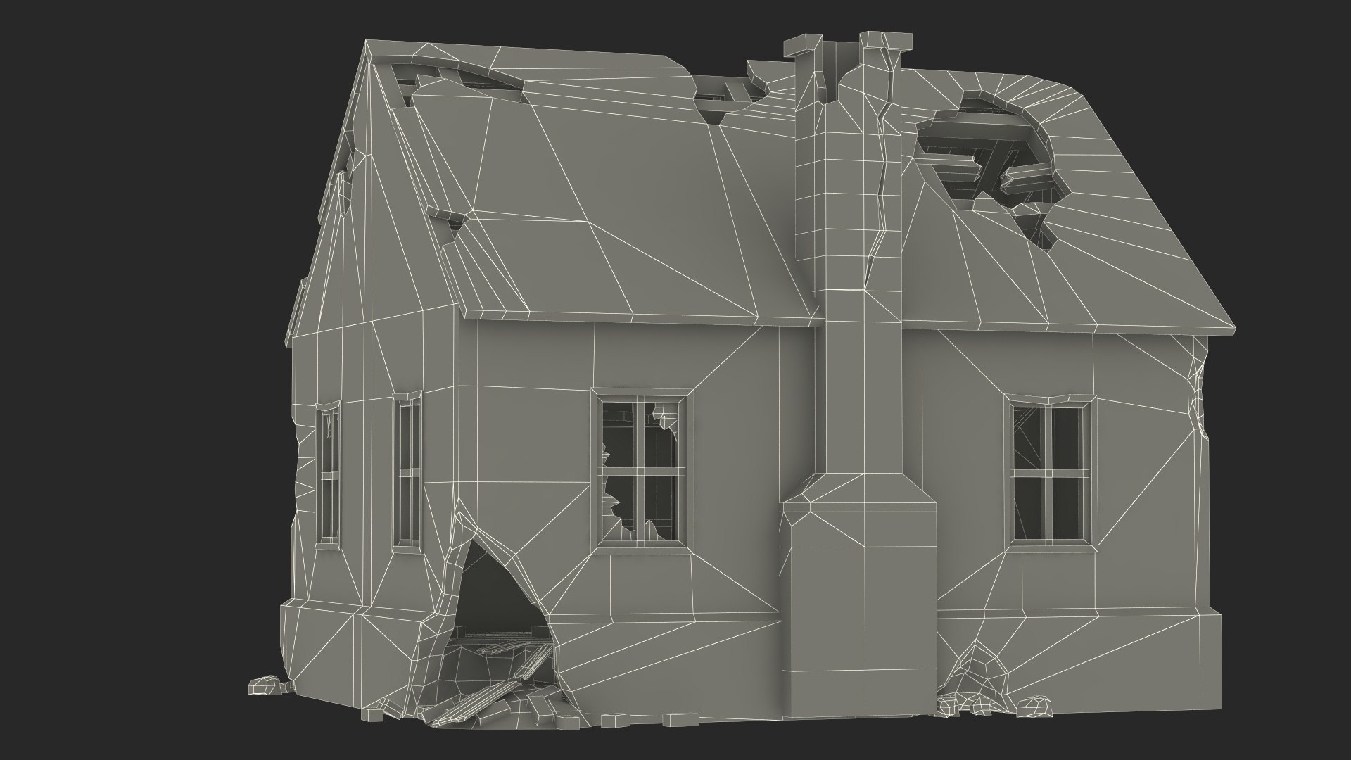 3D Destroyed Building Country House TurboSquid 2292194