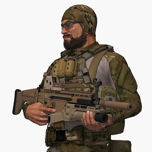 Military Male US Soldier Set Rigged