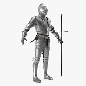 polished plate armor zweihander 3D model
