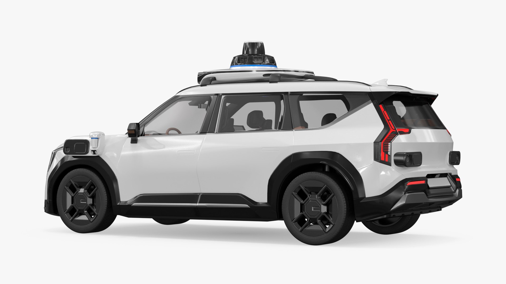 Lidar-Equipped Test Vehicle with Cameras White 3D model preview