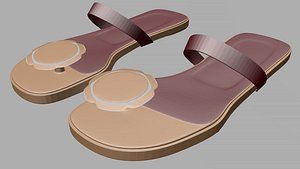 Toe-Ring Single-Strap Slide Sandals 01 3D model