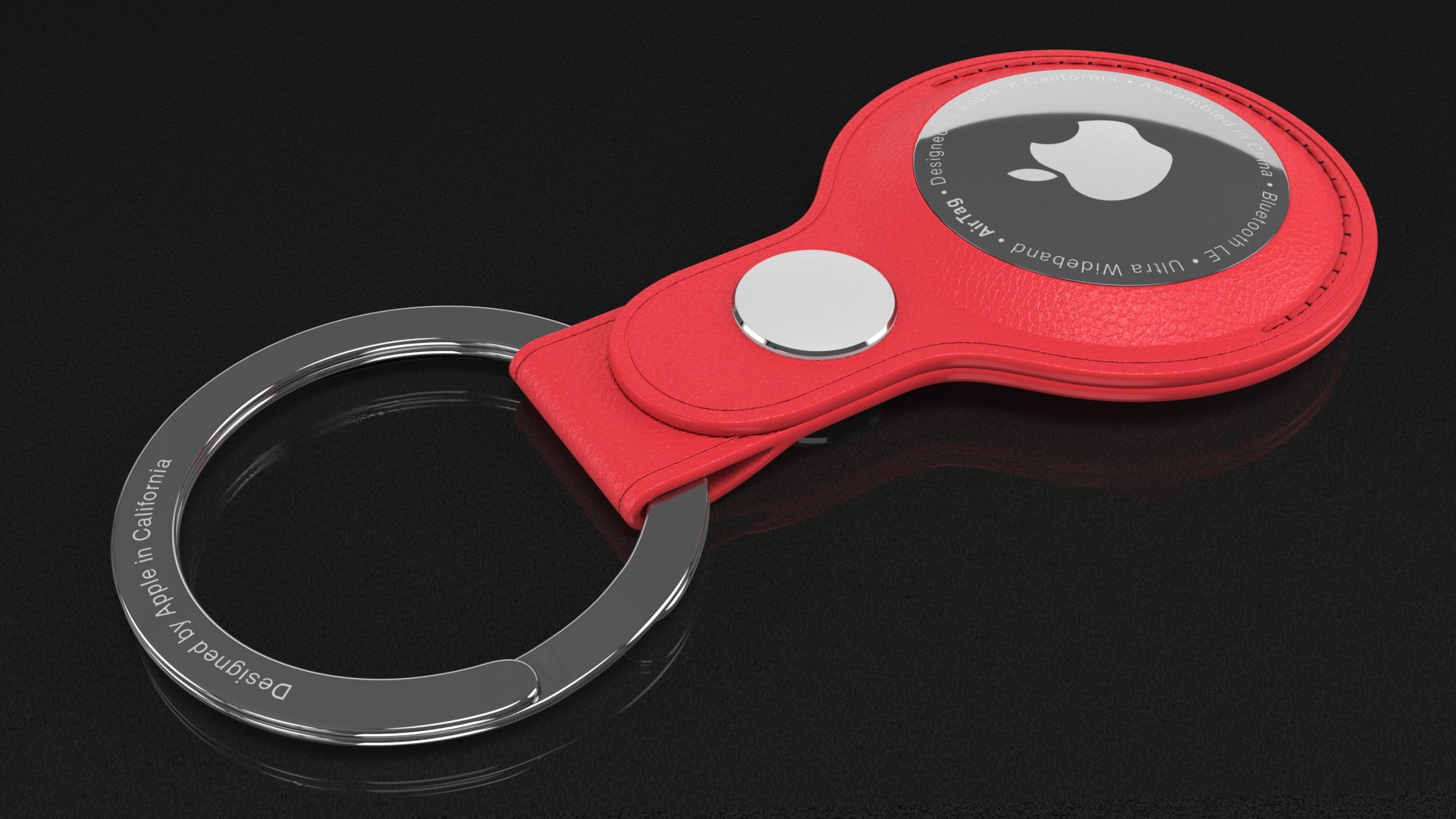 3D Apple AirTag Leather Key Ring Red model TurboSquid 1765314