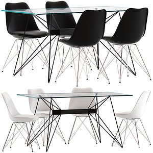 CultFurniture Eames Dinning Chair and 6ixty Web Table