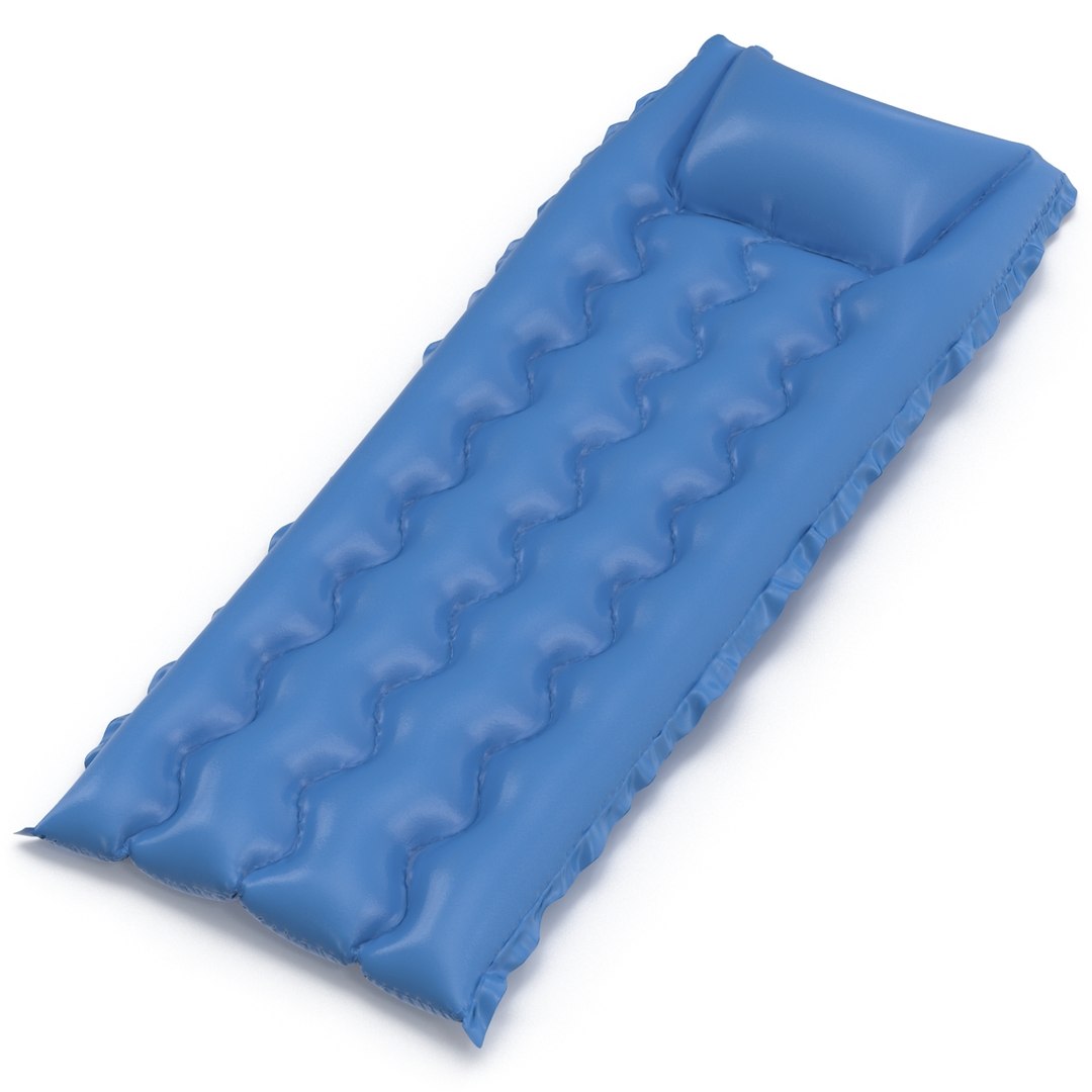 Inflatable Air Mattress 2 Blue 3D Model 3D model preview