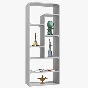 White Display Shelf with Global Souvenirs
