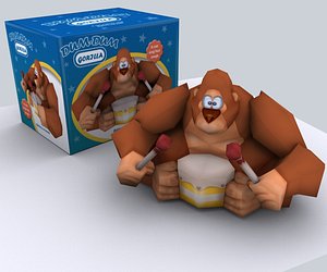 gorilla toy drums - lowpoly