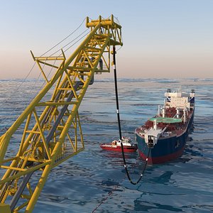 Oil tanker at the Berth with Tugs 3D