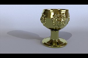 3D cup gold lion model