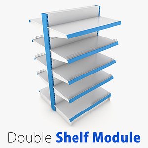 3d model supermarket double shelf module