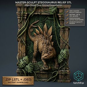 3D Stegosaurus 3D Relief MASTER-SCULPT 3D print model
