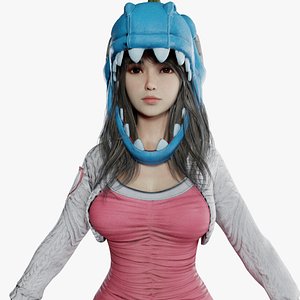 Cute girl PBR 8k lowpoly 3D model