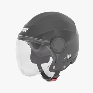 3D Studds Urban Black with Black Strip Open Face Helmet model