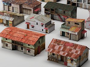 Slum Shacks Subtropical Village Houses