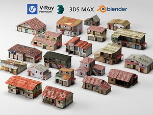 Slum Shacks Subtropical Village Houses