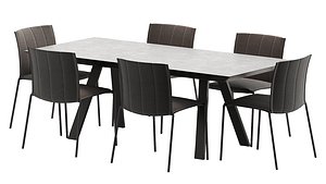 3D St Martin Outdoor Dining Table and mae slide chair model