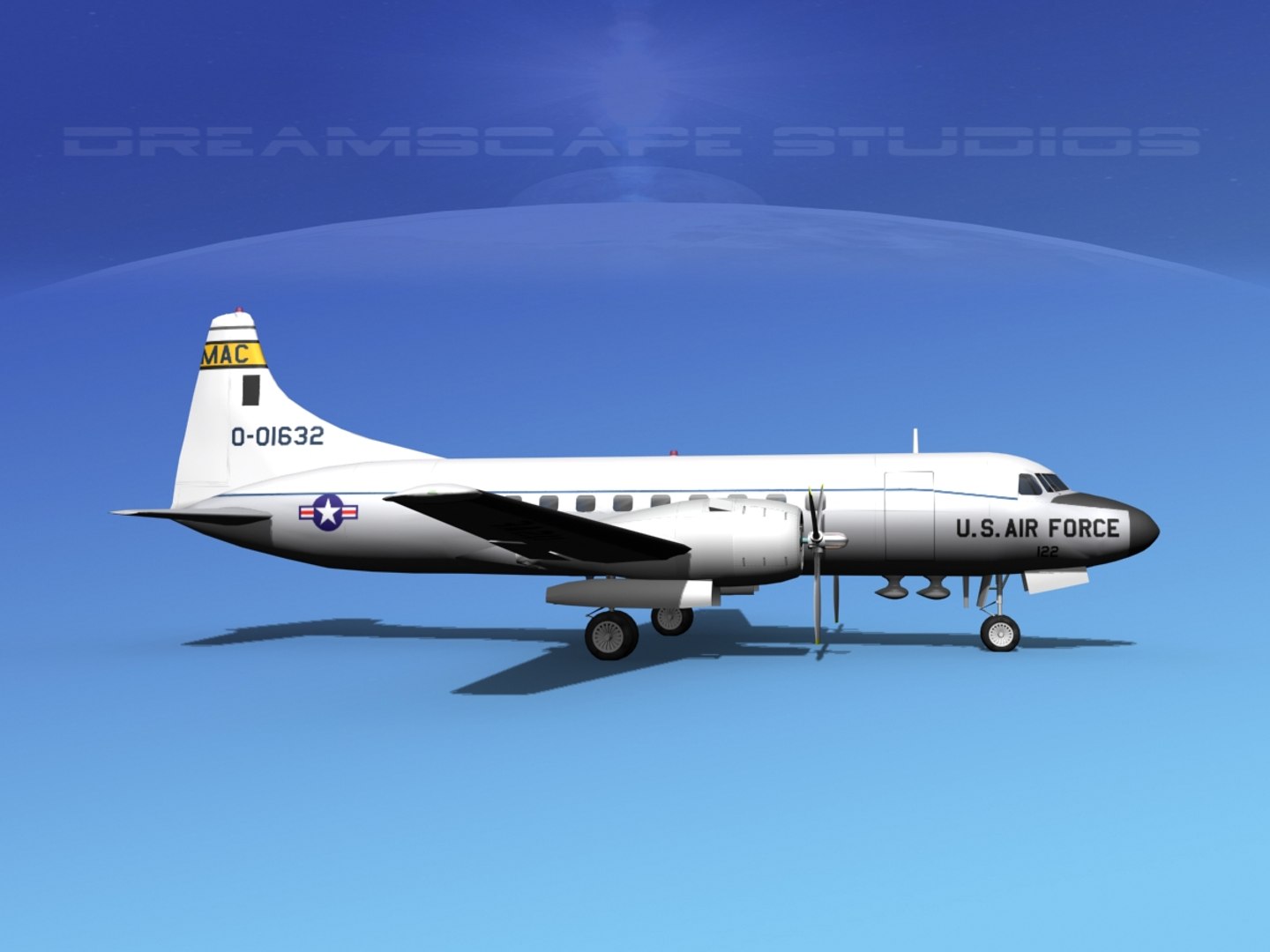 propellers convair c-131 military transport 3d 3ds