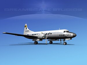 propellers convair c-131 military transport 3d 3ds