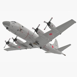 Japan Maritime P3 Orion Surveillance Plane Flying 3D model