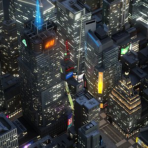 Manhattan District Times Square A Night  Low Poly