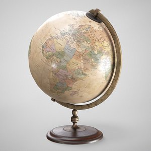 Retro Desk Globe - Vintage World Globe AAA low-poly 3d model