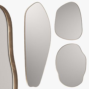 Rose Brassy Silva mirrors by Ethnikliving Wavy curved organic mirror set 3D
