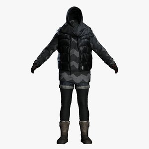 Street Style Female Clothing Set - Low Poly  Textured