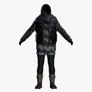 Street Style Female Clothing Set - Low Poly Textured
