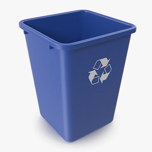 Recycling Bin Blue 3D Model